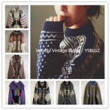 冬装日本制Vintage复古古着孤品羊毛衣男女中性北欧雪花开衫加厚
