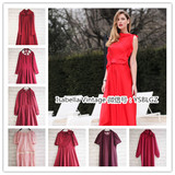 2016春装日本制复古古着Vintage孤品雪纺长袖连衣裙中国红蕾丝