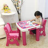 新品韩版塑料儿童桌椅套装 宝宝书桌组合 卡通幼儿园可升降游戏桌
