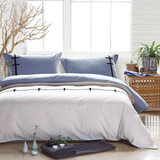 简约极简主义亚麻棉麻四件套1.5米1.8m纯色素色床上用品床单被套