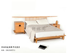 老榆木免漆新中式家具实木床现代新中式 简约会所禅意双人床定制