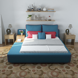 布艺床 可拆洗实木榻榻米床现代简约北欧双人床1.8米婚床