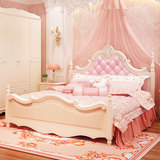 韩式公主床欧式床女孩粉色床田园婚床实木卧室家具1.51.8米双人床