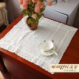 外贸米黄色涤棉高档欧式绣花花边 微波炉茶几沙发盖布方桌布 特价