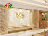 欧式简约大理石纹客厅电视背景墙整体罗马柱瓷砖3D仿玉雕背景墙