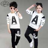 童装男童女童卫衣套装2016新款韩版潮中大童儿童运动两件套春秋装