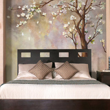 新中式手绘墙纸 卧室客厅电视背景墙壁纸 玉兰花典雅大型壁画油画