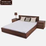 全实木床北欧日式实木橡木床黑胡桃木床简约现代1.8双人床婚床
