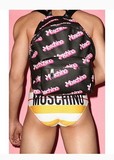 美国折扣代购 MOSCHINO 黑粉配色徽标logo双肩包 5折！直邮