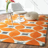 橙色时尚几何简约地毯 客厅茶几沙发卧室床边地毯书房大气可定制