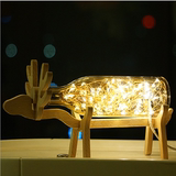 火树印花小鹿灯 手工玻璃小鹿夜灯 宜家北欧风台灯 实木床头灯