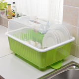 沃之沃正品加厚塑料自动排水特大号简易翻盖放碗柜碗碟沥水收纳箱