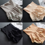 日本新款夏季高腰内裤女纯棉收腹收腹暖宫燃脂记忆蕾丝塑身士无缝