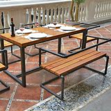美式餐桌复古实木餐桌椅组合长桌饭桌长方形休闲咖啡厅桌椅办公桌