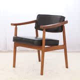 欧式实木扶手椅办公椅单人书桌椅设计师家具简约现代靠背餐桌椅子