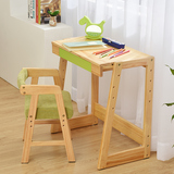儿童实木学习桌椅 可升降桌椅套装书桌写字台多功能课桌椅子组合