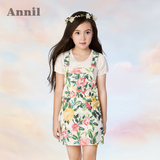 Annil安奈儿童装 16新款夏装女童梭织背带裙特价专柜正品AG623601