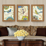 美式花鸟装饰画沙发客厅卧室挂画有框样板房画乡村田园风格壁画