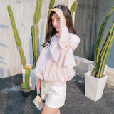 ZHUYIYI2016夏季新款 韩国东大门粉色珍珠荷叶袖薄款防晒棒球外套