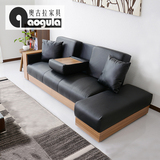 奥古拉 日式简约多功能沙发床 小户型折叠沙发床  皮艺沙发带收纳