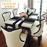 韩式大理石餐桌椅组合欧式餐桌简约现代小户型家用长方形饭桌餐台