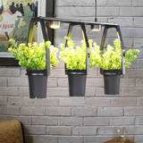 美式复古盆栽植物吊灯餐厅阳台个性创意简约铁艺花草田园LED吊灯