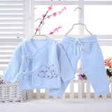 新生儿内衣套装纯棉0-3-6个月春夏秋季男女宝宝和尚服裤绑带羊绒