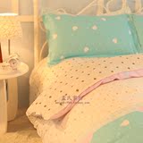 温馨蓝纯棉四件套全棉床上用品双人床单式秋冬被套1.5m1.8米2床