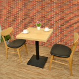 简约小吃冷饮快餐奶茶店咖啡厅接待洽谈休息区正方形实木桌椅组合