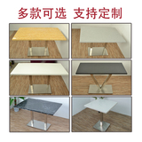 定做现代小吃火锅店西餐咖啡厅大理石餐桌长方形不锈钢脚120x60