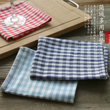 铠旺日式清新文艺格纹餐布 条纹桌垫 厨房餐垫 棉麻隔热垫 抹布桌