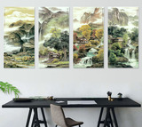 中国画挂画山水沙发后墙壁装饰画客厅风景画新中式风格办公室壁画
