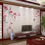 定制简约中式花卉3d立体无缝壁纸客厅电视背景墙纸卧室大型壁画
