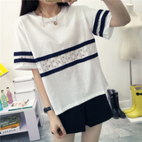 2016夏季新款 短袖T恤女学生 韩国宽松T恤衫纯棉 打底衫镂空上衣