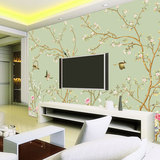 背景墙3D定制客厅卧室电视壁纸壁画大型手绘花鸟墙纸无缝墙布