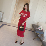 2016夏季韩版新款时尚套装字母印花宽松T恤+半身长裙两件套女潮