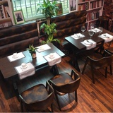 新款特价复古咖啡厅桌椅奶茶甜品店西餐厅酒吧桌椅餐厅餐桌椅组合