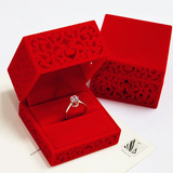 经典 中国风花纹 红色首饰盒戒指盒子对戒盒礼物盒