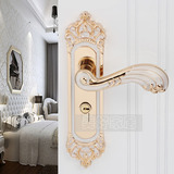 欧式房门锁卧室锁具现代简欧 室内门锁白门绝配门锁把手豪华金色