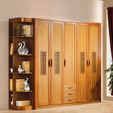 木匠简易推拉门衣柜 中式实木整体大衣橱 卧室双趟门移门衣柜家具