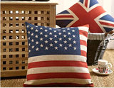 外贸正品棉麻汽车床头抱枕 办公室腰垫沙发靠枕靠垫英国美国国旗