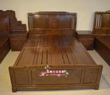 红木家具中式床仿古实木1.8米1.5米双人床鸡翅木简约储物高箱大床