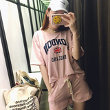 韩国东大门代购夏季韩版短袖t恤短裤两件套女宽松休闲运动套装潮