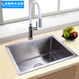 德国LABRAZE厨房洗菜盆304拉丝手工水槽单槽套餐洗碗池加厚带龙头
