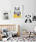 数字油画包邮diy儿童简约卡通手绘油画可爱动物熊猫狐狸卧室客厅