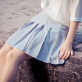 DAMIMI夏款女装韩版雪纺纯色侧拉链甜美可爱风半身短裙百褶裙特价