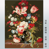 diy数字油画风景花卉欧式有框手绘自己画卧室客厅书房装饰画包邮