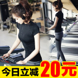 韩国瑜伽服套装 夏季 专业跑步健身房修身显瘦速干新款运动短袖女