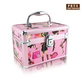 新款日韩国版粉色家用手提铝合金大码化妆箱包带锁大中小号