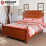 美式乡村家具 全实木床1.8米/1.5米双人床红橡木婚床上海厂家直销